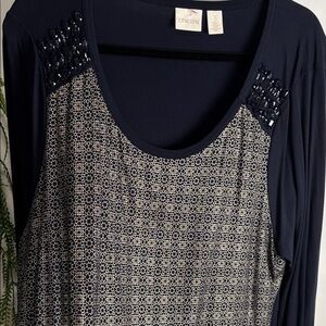 Chico's Navy and gold Blouse